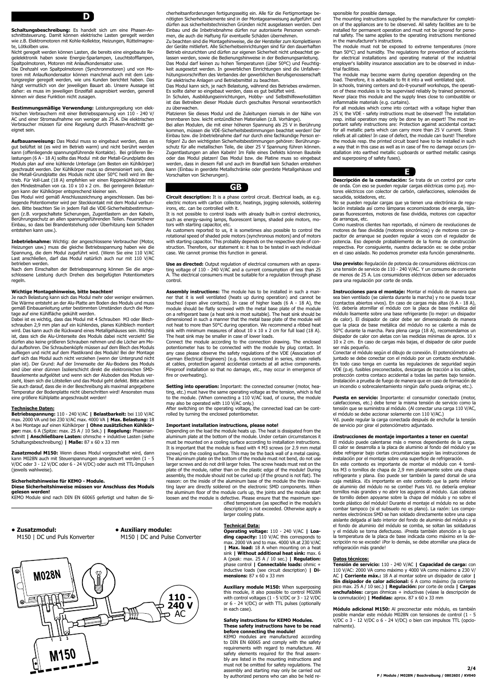 Kemo Electronic M028N User Manual | Page 2 / 4