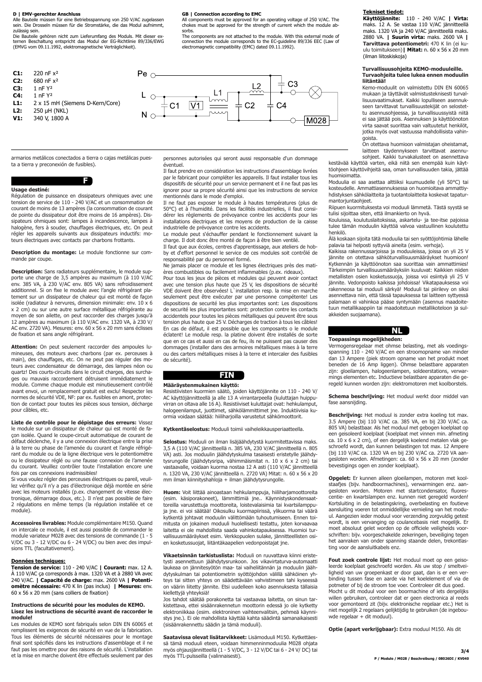 Fin f nl | Kemo Electronic M028 User Manual | Page 3 / 4