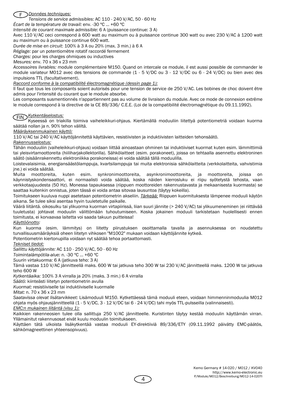 Kemo Electronic M012 User Manual | Page 3 / 6