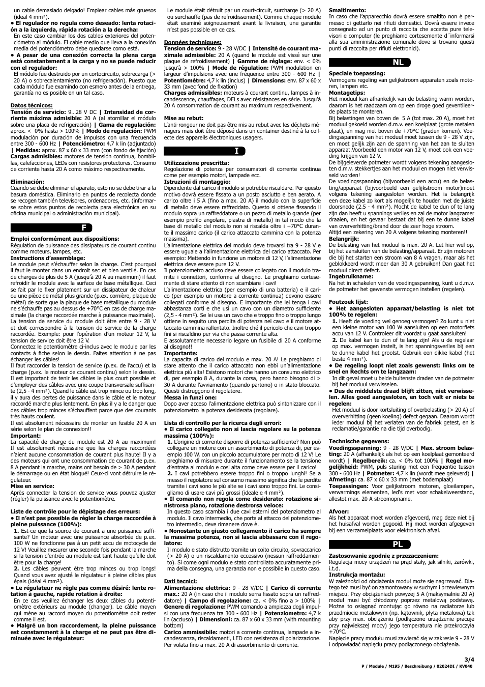 Fi nl pl | Kemo Electronic M195 User Manual | Page 3 / 4