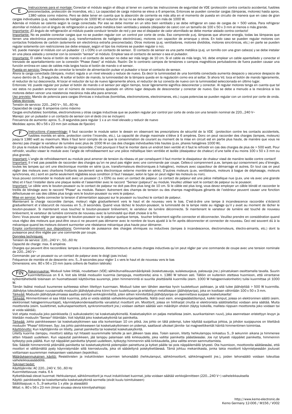 Fe fin | Kemo Electronic M156 User Manual | Page 3 / 4