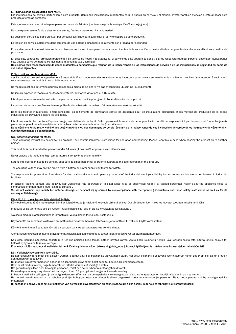 Kemo Electronic M141 User Manual | Page 4 / 4