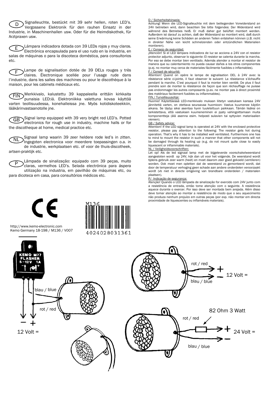 Kemo Electronic M136 User Manual | 4 pages