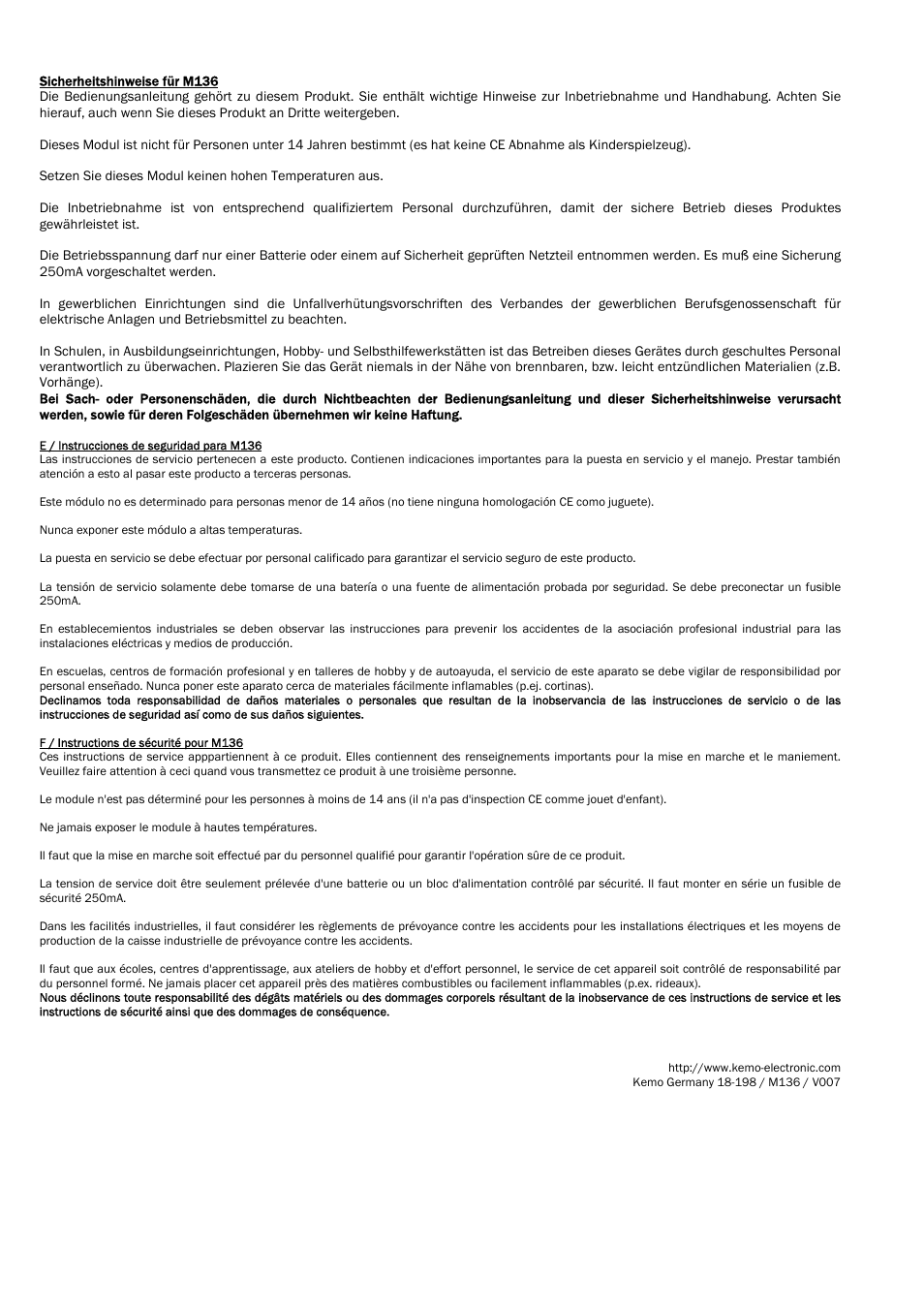 Kemo Electronic M136 User Manual | Page 3 / 4