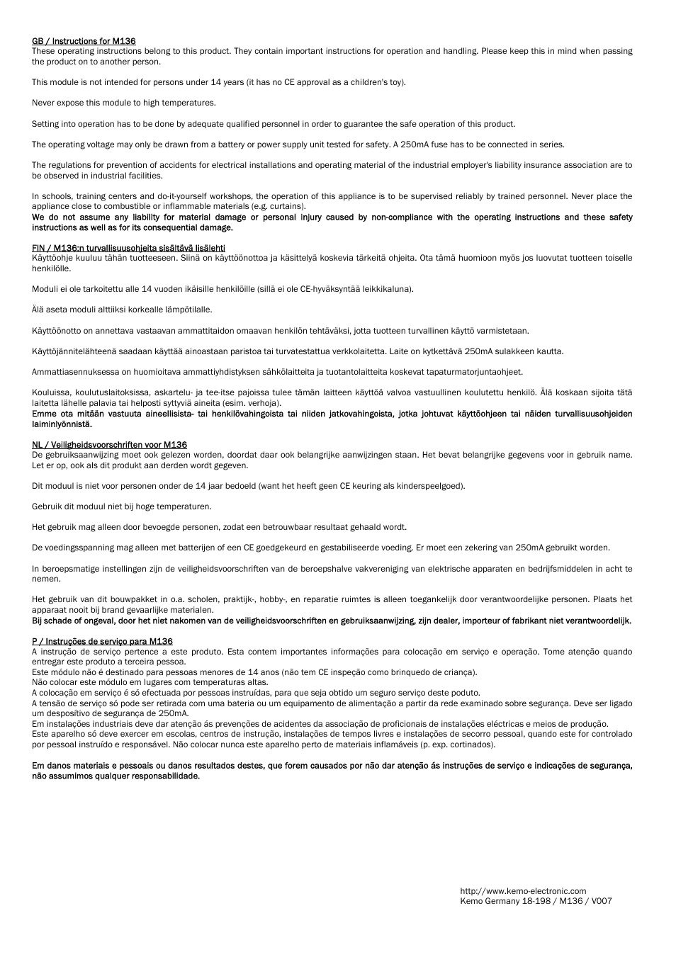 Kemo Electronic M136 User Manual | Page 4 / 4