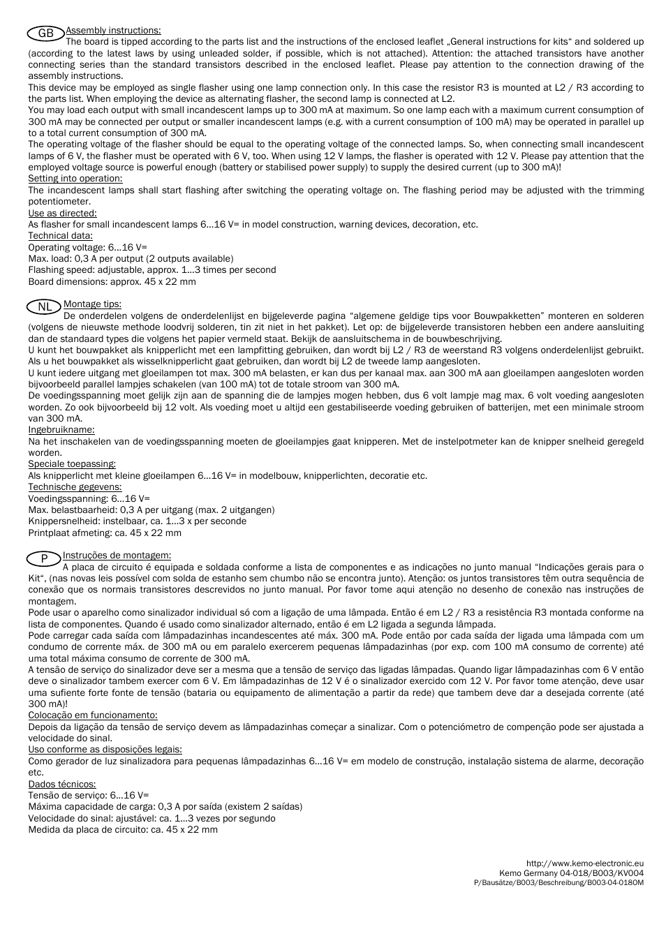 Kemo Electronic B003 User Manual | Page 3 / 4