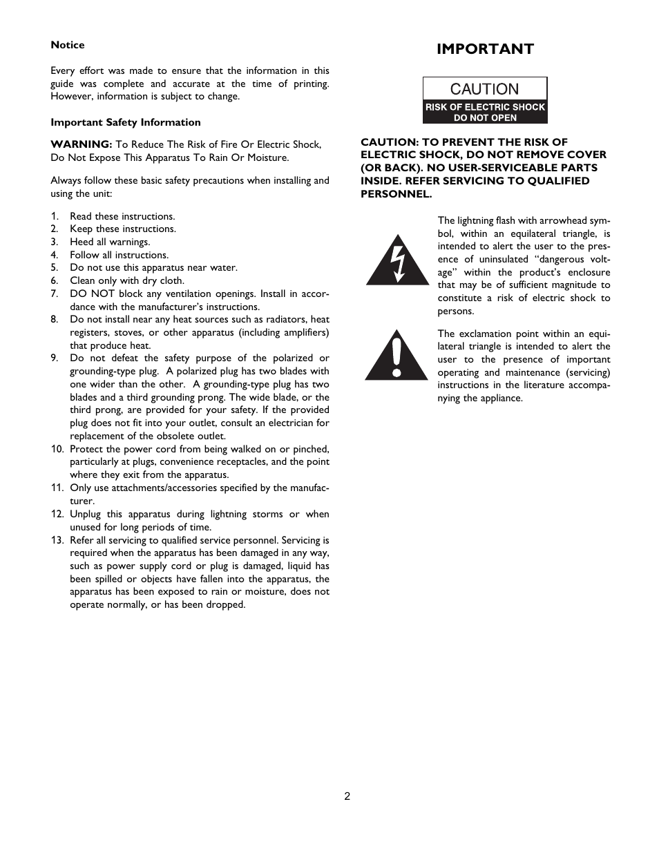 Important | Bogen Multi-Graphic MCPB User Manual | Page 2 / 12