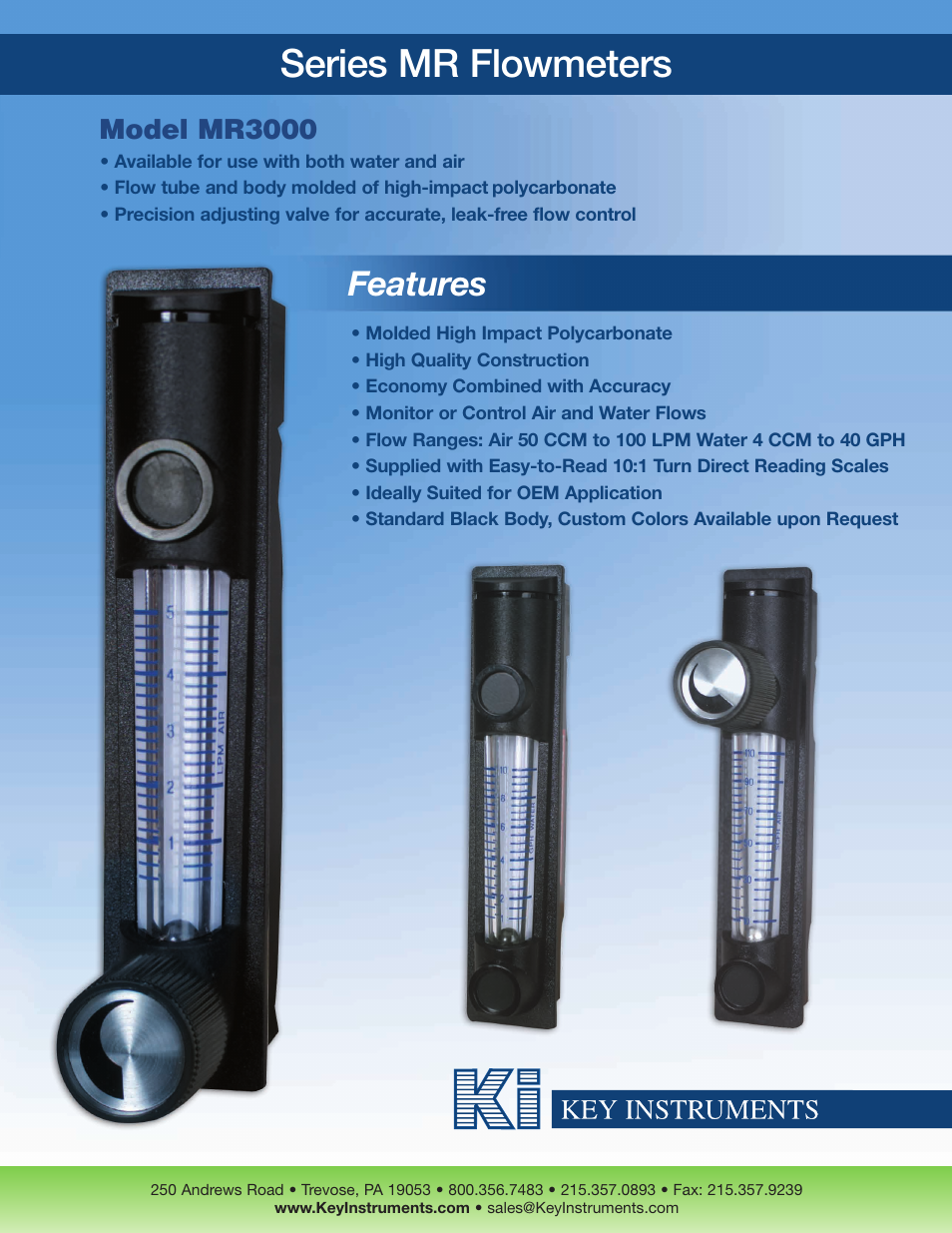 Key Instruments MR3000 Series User Manual | 2 pages