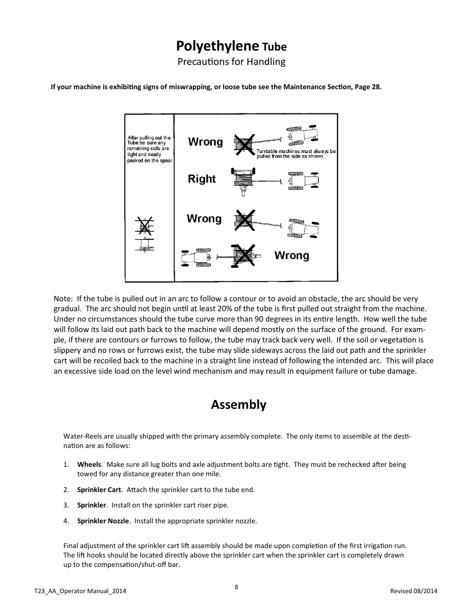 Polyethylene, Assembly, Tube | Precautions for handling | Kifco E23 360,000 - Present: Operator Manual User Manual | Page 11 / 44