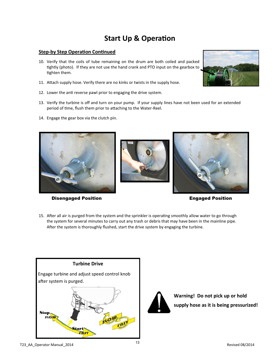 Start up & operation | Kifco E23 360,000 - Present: Operator Manual User Manual | Page 16 / 44