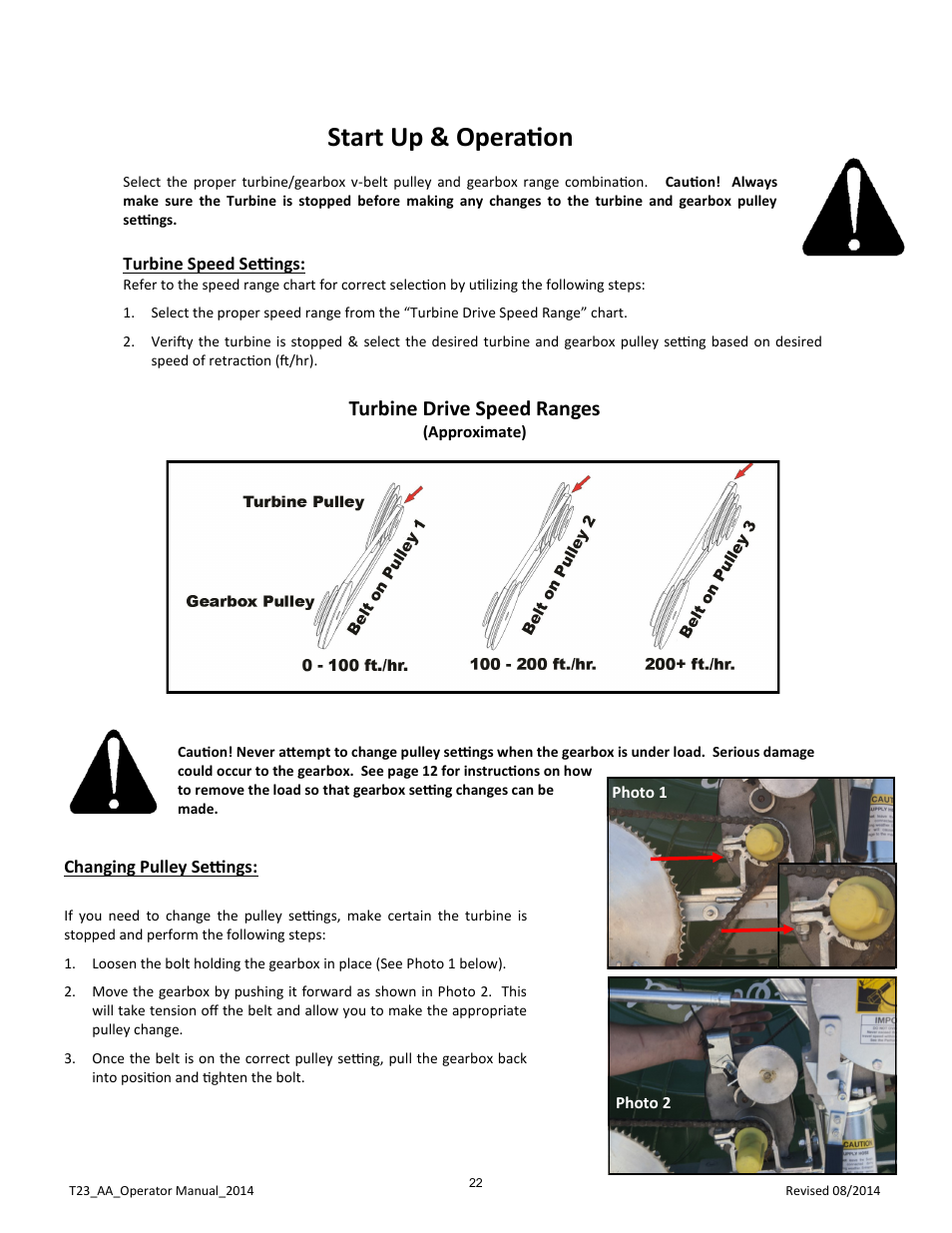 Start up & operation, Turbine drive speed ranges | Kifco E23 360,000 - Present: Operator Manual User Manual | Page 25 / 44