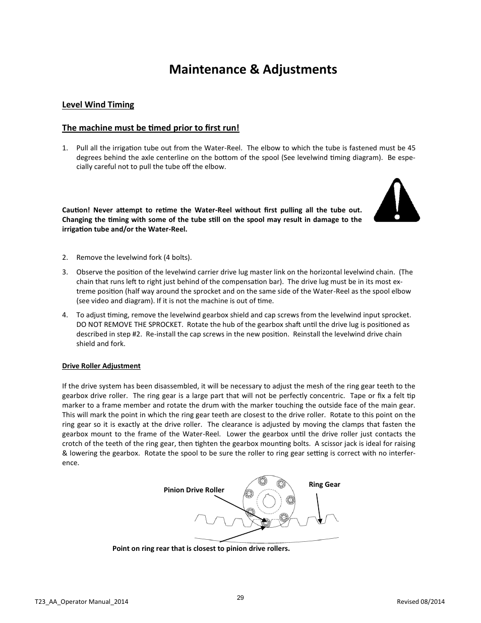 Maintenance & adjustments | Kifco E23 360,000 - Present: Operator Manual User Manual | Page 32 / 44