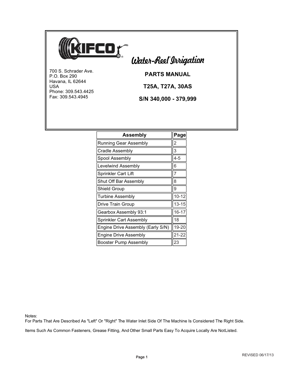 Kifco T30x660 340,000 - 379,999 Parts Manual User Manual | 23 pages