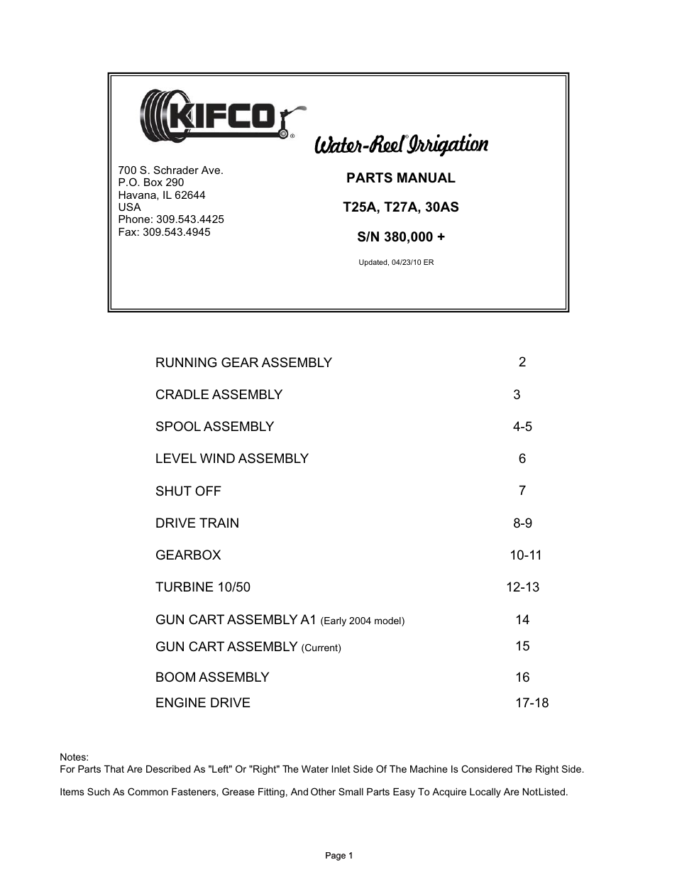 Kifco E30x660 380,000 - 399,999 Parts Manual User Manual | 18 pages