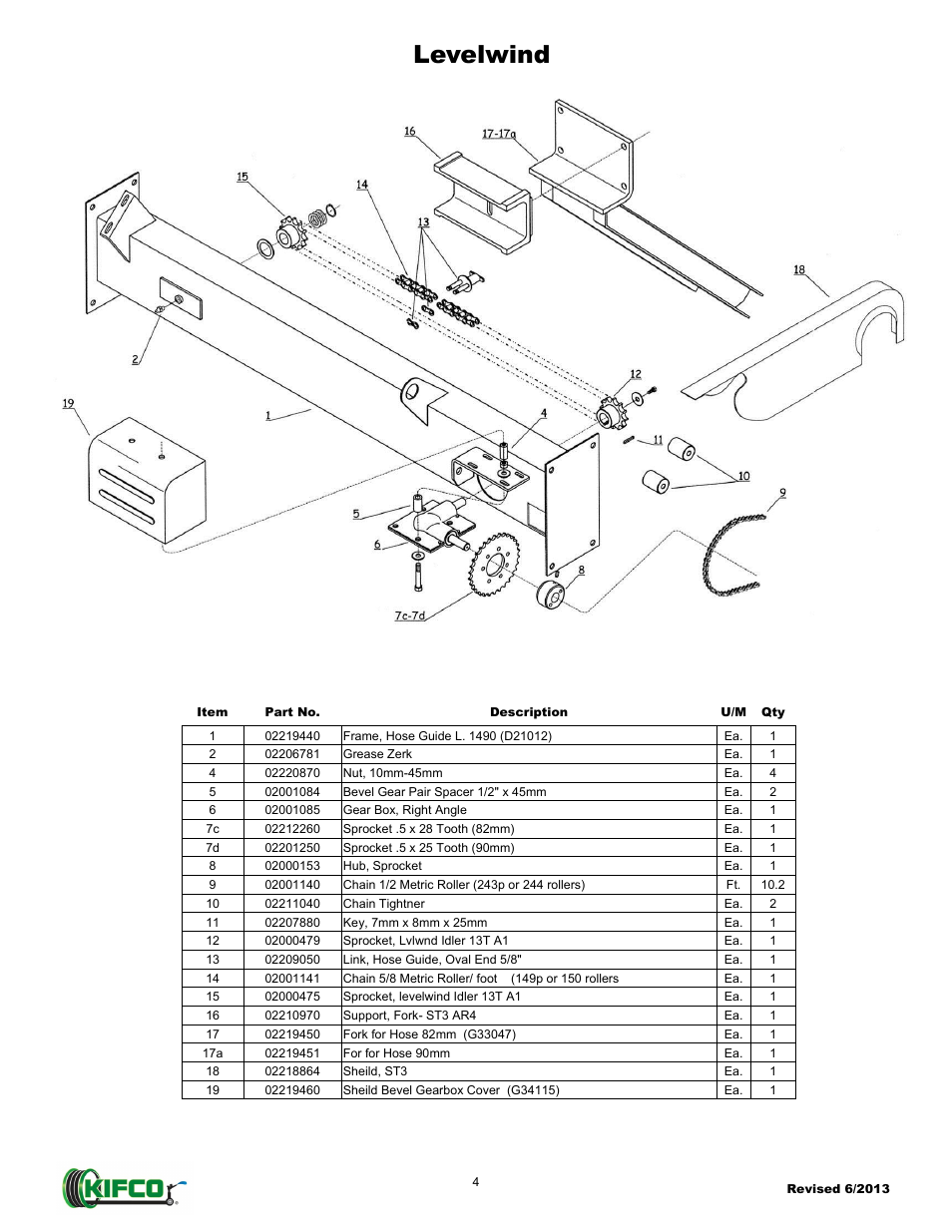 Levelwind | Kifco E30x660 400,000 - Present Parts Manual User Manual | Page 8 / 17