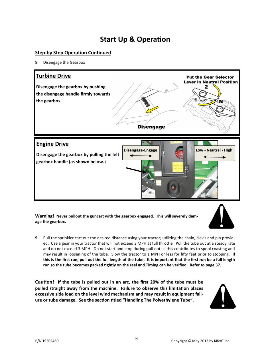 Start up & operation, Turbine drive, Engine drive | Kifco E30x660 400,000 - Present Operator Manual User Manual | Page 20 / 46