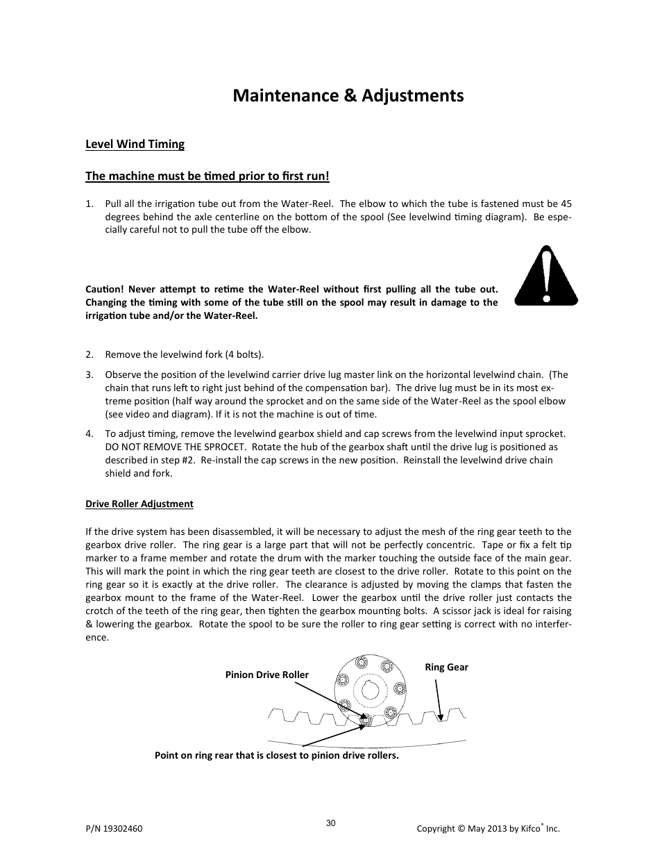 Maintenance & adjustments | Kifco E30x660 400,000 - Present Operator Manual User Manual | Page 36 / 46