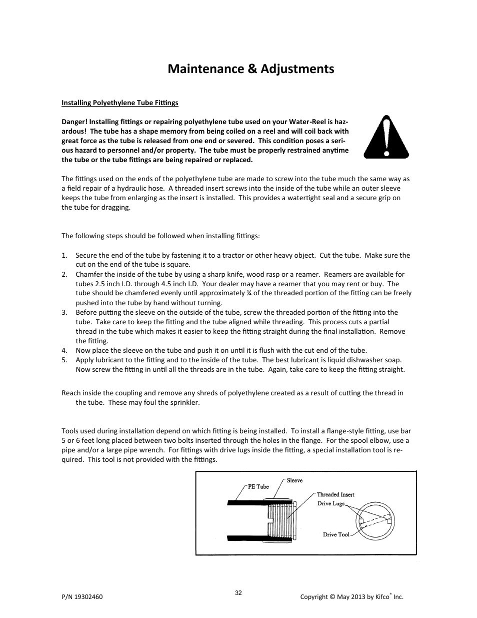 Maintenance & adjustments | Kifco E30x660 400,000 - Present Operator Manual User Manual | Page 38 / 46