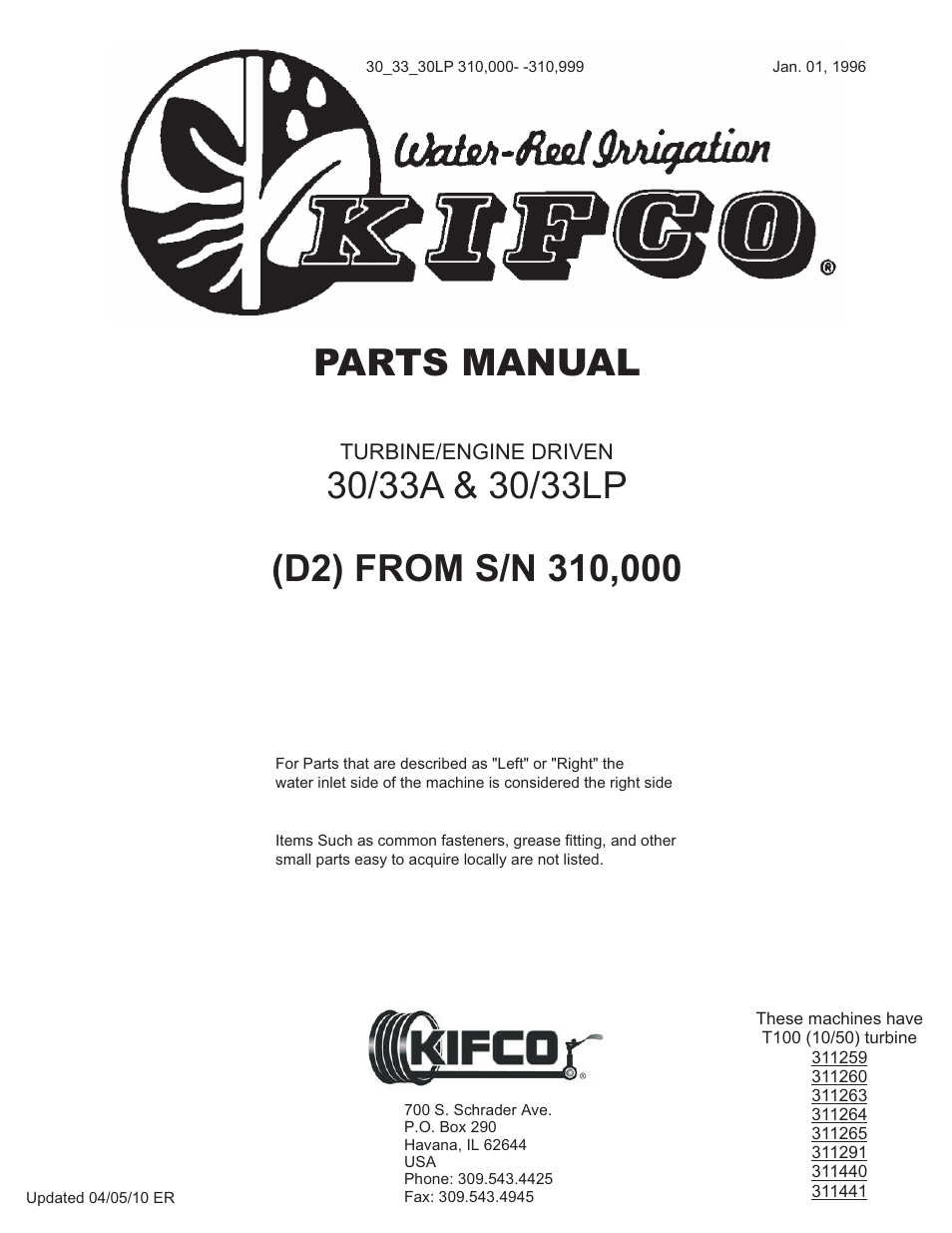 Kifco E33x1120 310,000 - 319,999 Parts Manual User Manual | 27 pages