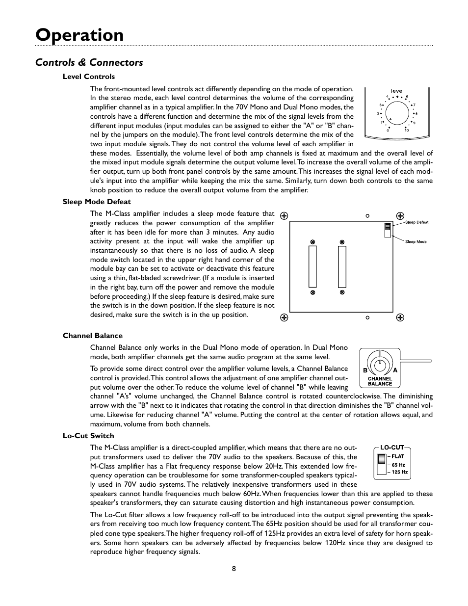 Operation, Controls & connectors | Bogen M-CLASS AMPLIFIER M450 User Manual | Page 11 / 19