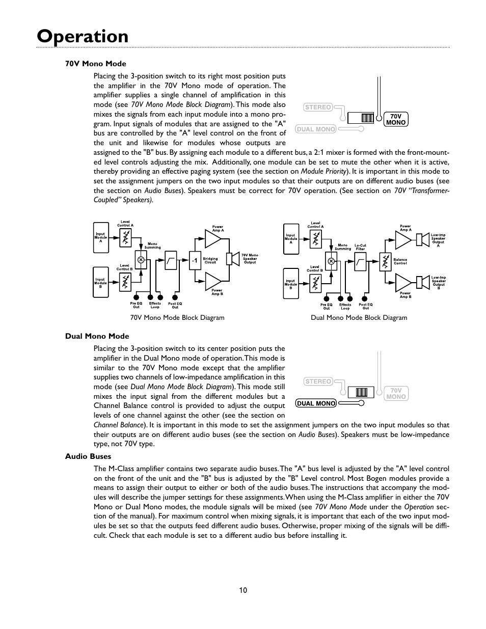 Operation | Bogen M-CLASS AMPLIFIER M450 User Manual | Page 13 / 19