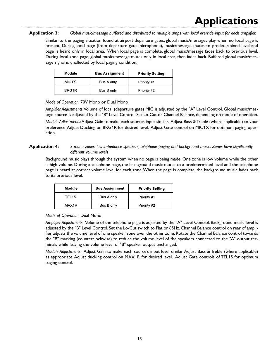 Applications | Bogen M-CLASS AMPLIFIER M450 User Manual | Page 16 / 19