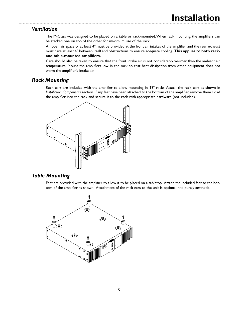 Installation | Bogen M-CLASS AMPLIFIER M450 User Manual | Page 8 / 19