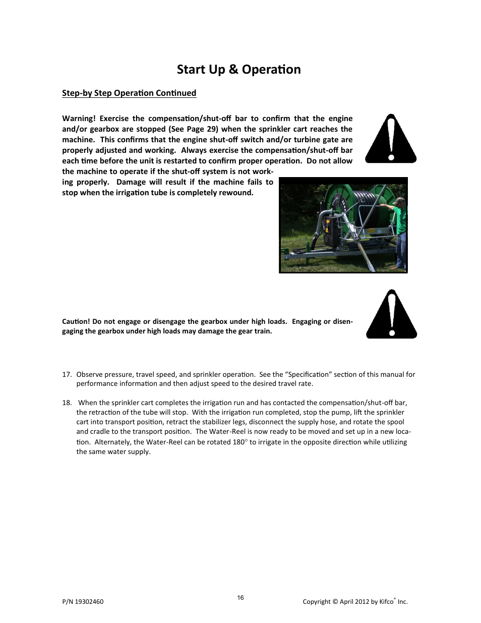 Start up & operation | Kifco T40x1320 - Two Axle 380,601 - Present Operator Manual User Manual | Page 19 / 49