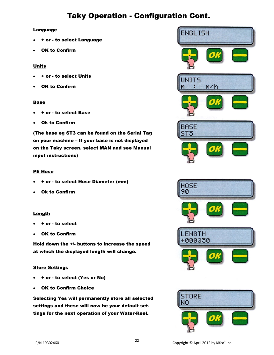 Taky operation - configuration cont | Kifco T40x1320 - Two Axle 380,601 - Present Operator Manual User Manual | Page 25 / 49