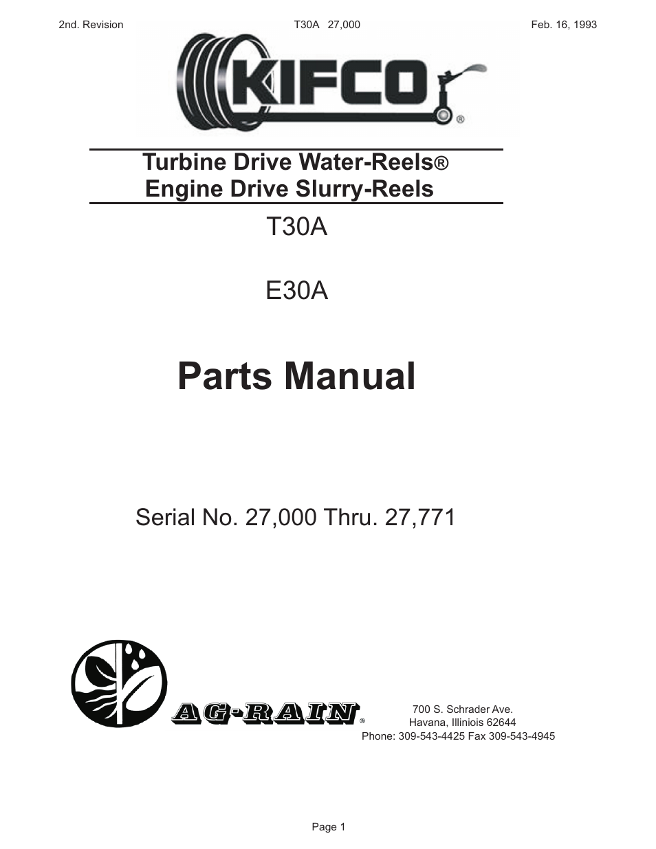 Kifco E33x1120 27,000 - 27,710 Parts Manual User Manual | 18 pages