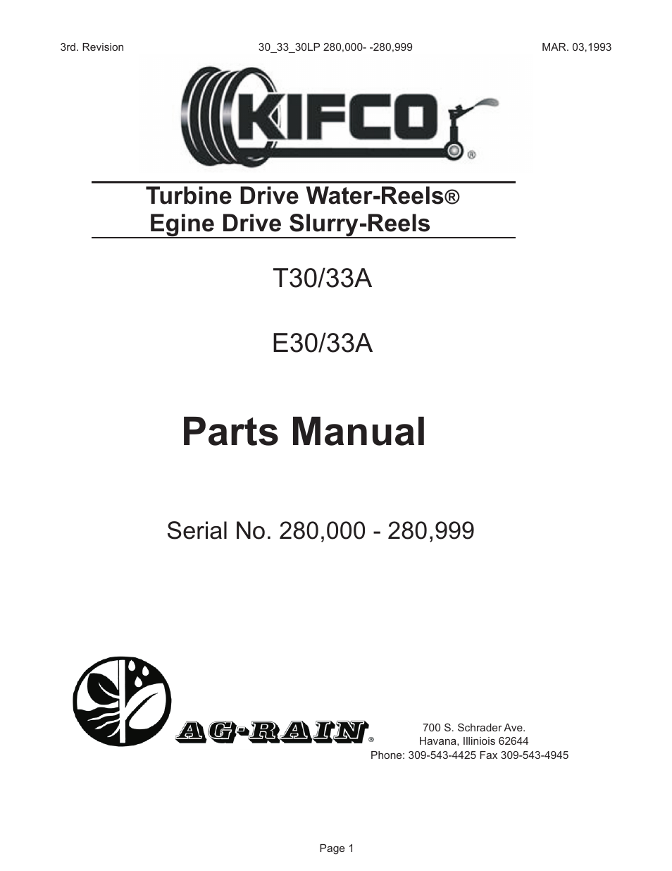 Kifco E33x1120 280,000 - 289,999 Parts Manual User Manual | 18 pages