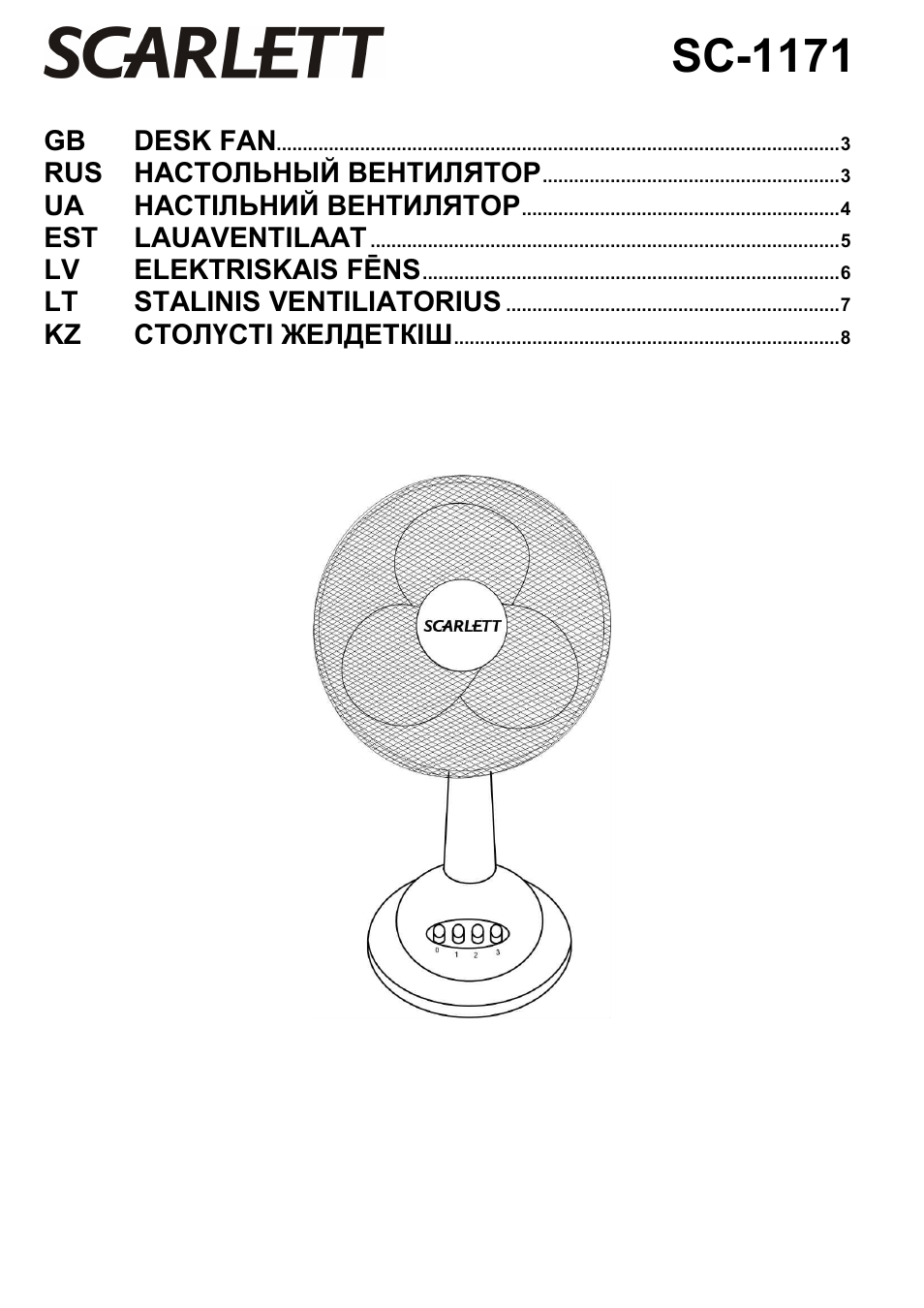 Scarlett SC-1171 User Manual | 8 pages