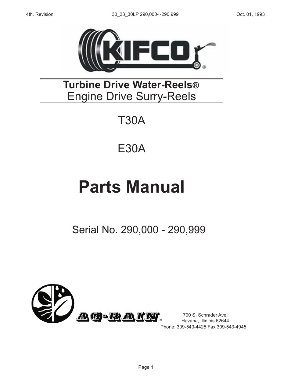 Kifco E33x1120 290,000 - 290,999 Parts Manual User Manual | 18 pages