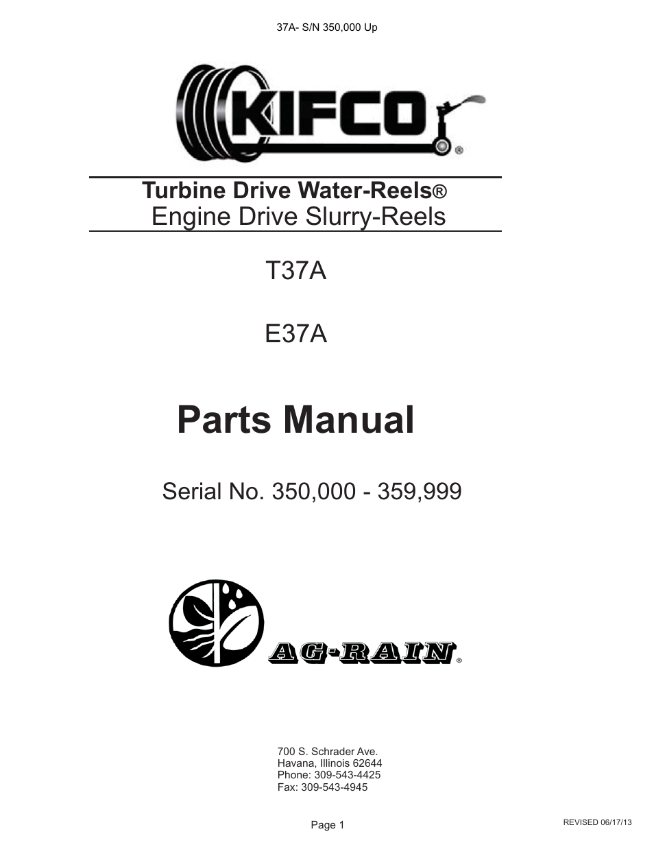 Kifco E37x1220 350,000 - 359,999 Parts Manual User Manual | 19 pages