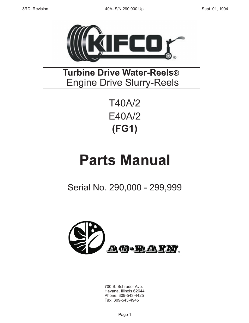 Kifco T40x1320 290,000 - 299,999 Parts Manual User Manual | 23 pages