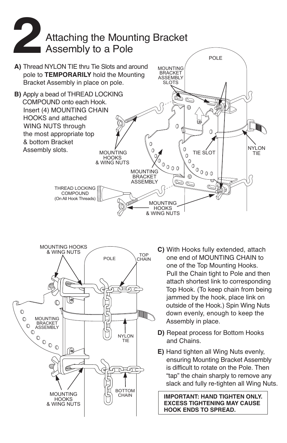 Attaching the mounting bracket assembly to a pole | Bogen TMA812 User Manual | Page 4 / 8