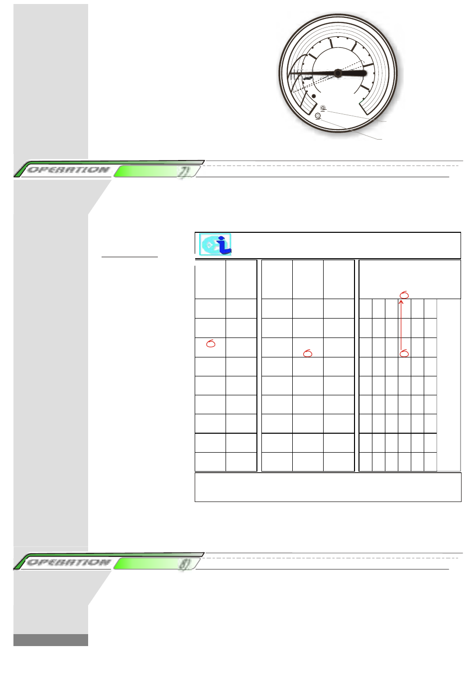 Operation depht of water, Operation, The speed | Page 12, Depht of water, The tachometer, Without esc | Kifco T45x1320 400,000 - Present Operator Manual User Manual | Page 16 / 22