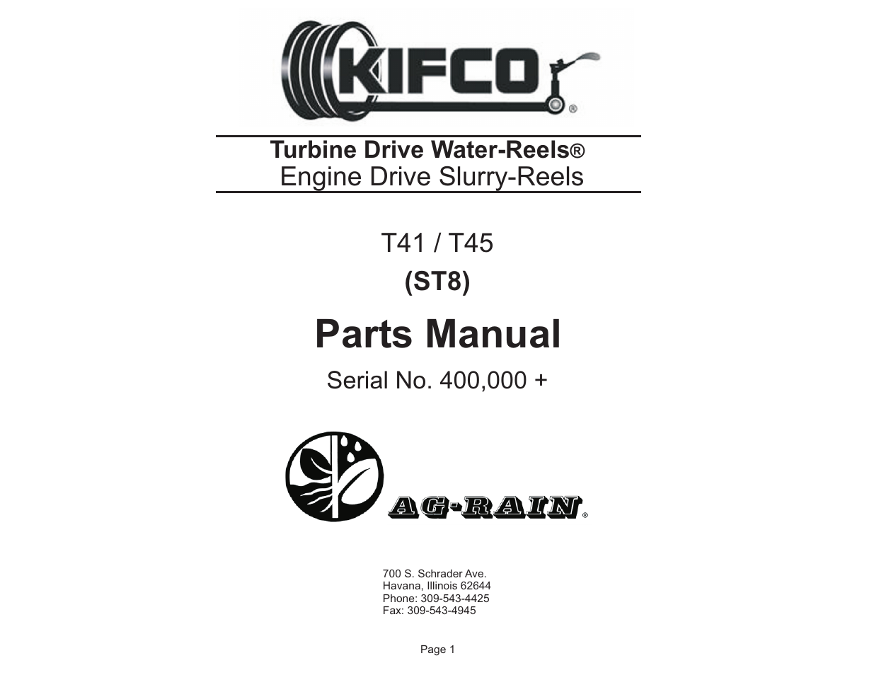 Kifco T45x1320 400,000 - Present Parts Manual User Manual | 28 pages