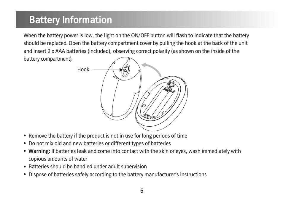Battery information | Kinetik Allergy reliever AR1 User Manual | Page 7 / 10