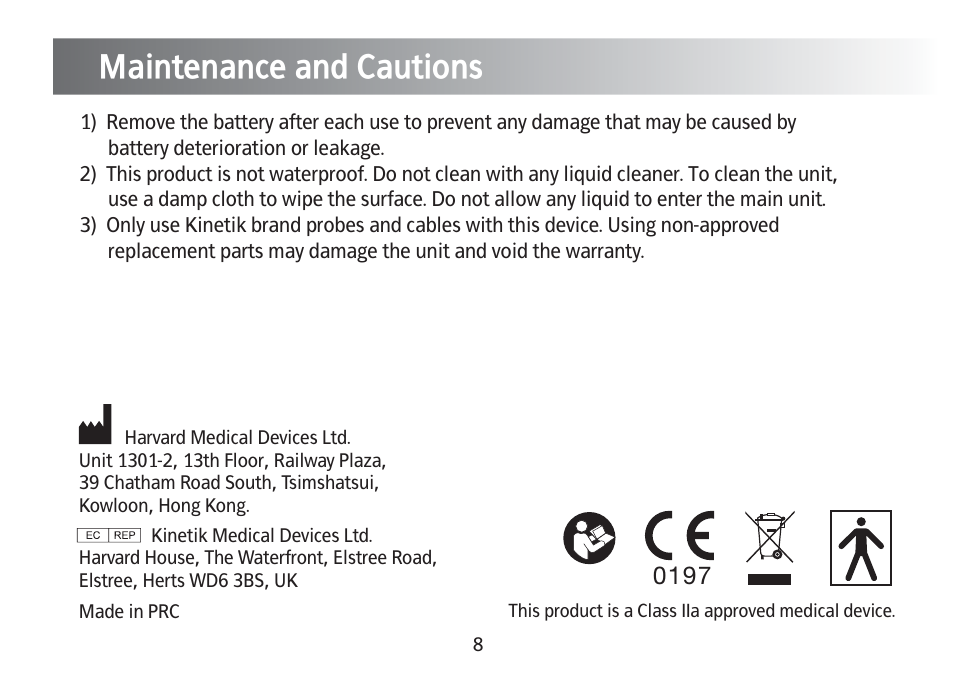 Maintenance and cautions | Kinetik Allergy reliever AR1 User Manual | Page 9 / 10