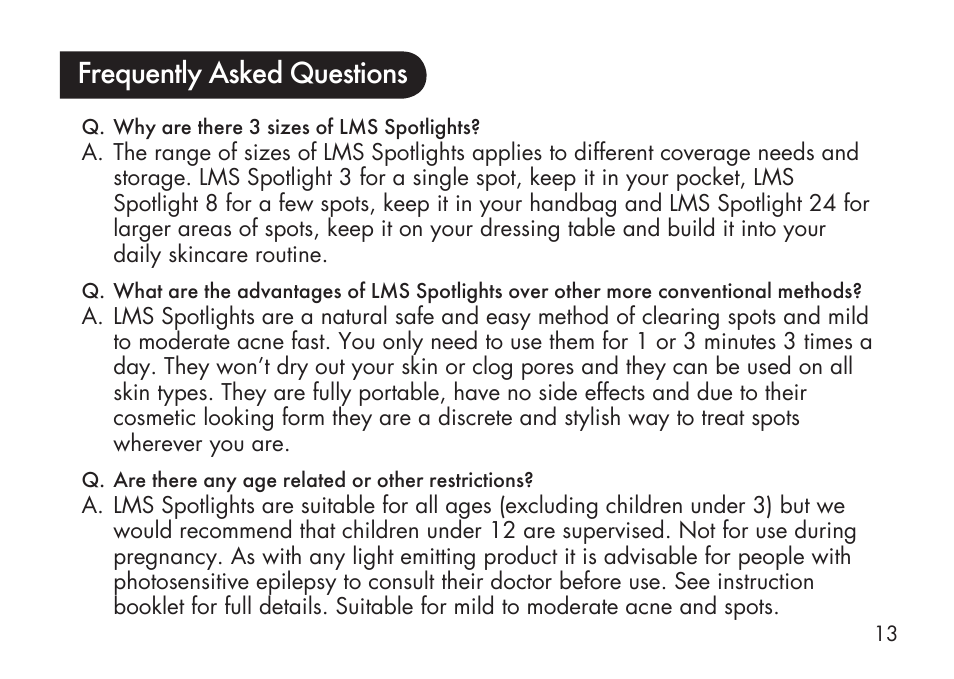 Frequently asked questions | Kinetik LMS Spotlight LMS3 User Manual | Page 14 / 21