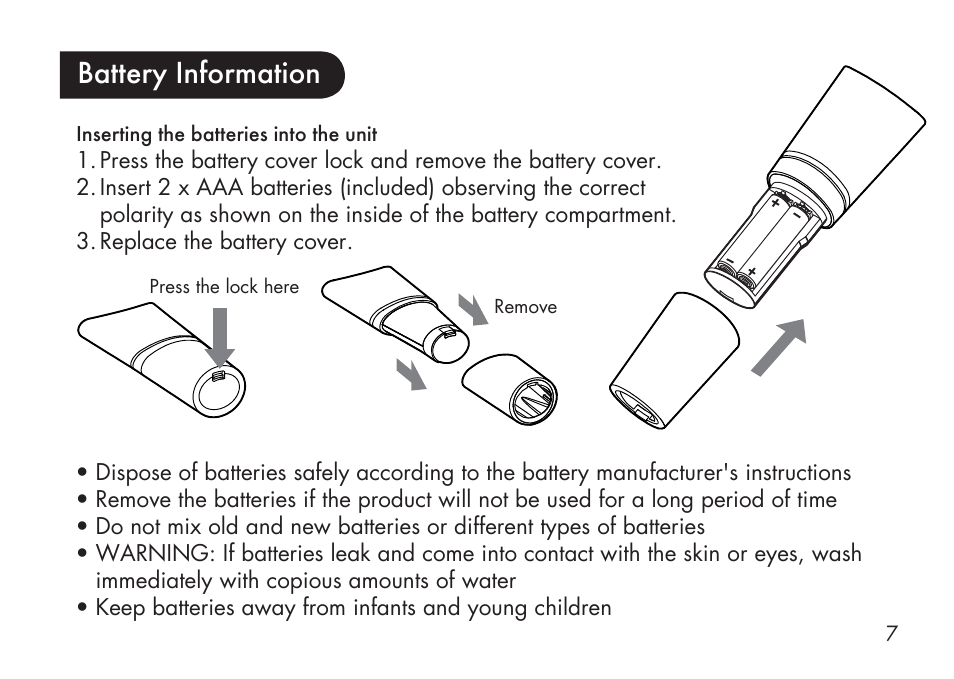 Battery information | Kinetik Love my Skin Anti-Ageing LMS6 User Manual | Page 8 / 20