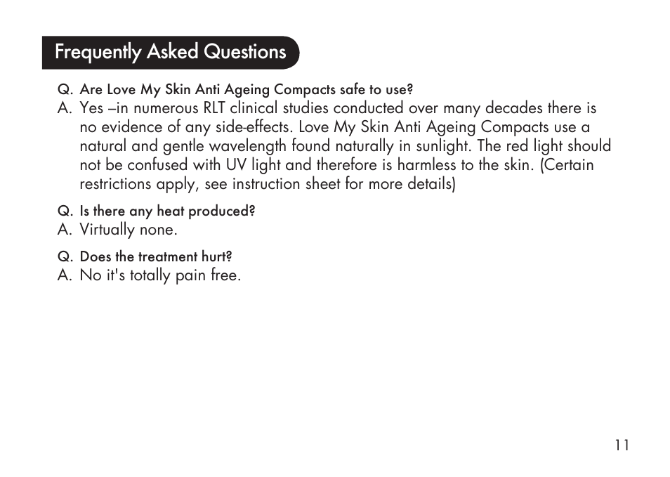 Frequently asked questions | Kinetik Love my Skin Anti-Ageing LMS32 User Manual | Page 12 / 20