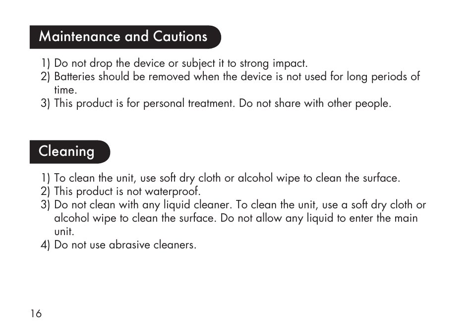 Maintenance and cautions, Cleaning | Kinetik Love my Skin Anti-Ageing LMS32 User Manual | Page 17 / 20