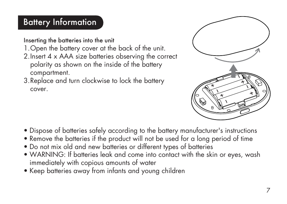 Battery information | Kinetik Love my Skin Anti-Ageing LMS32 User Manual | Page 8 / 20