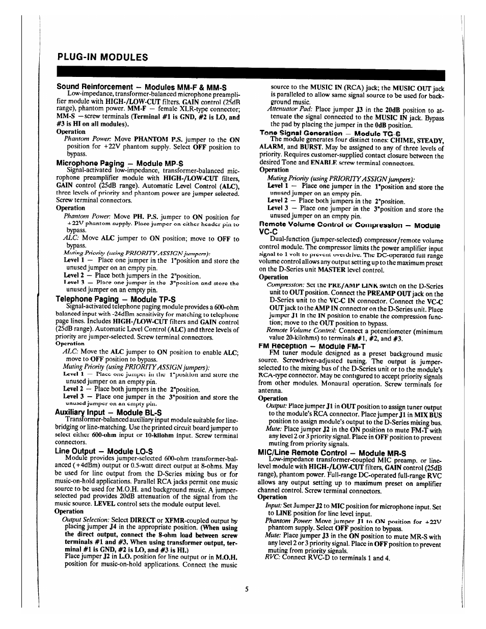Plug-in modules | Bogen DMP-06 User Manual | Page 5 / 6