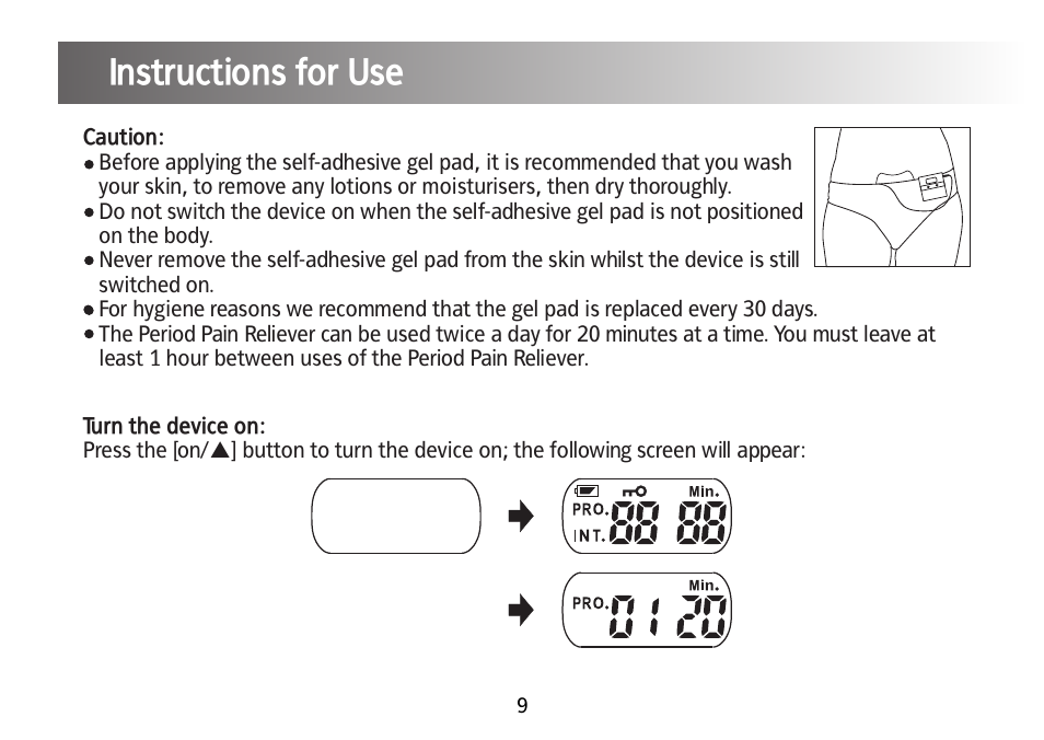 Instructions for use | Kinetik Pain reliever PPT1 User Manual | Page 10 / 24