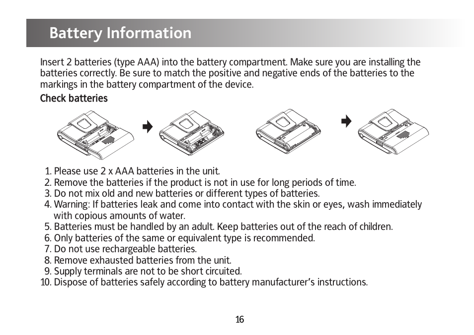 Gel pad positioning, Battery information | Kinetik Pain reliever PPT1 User Manual | Page 17 / 24