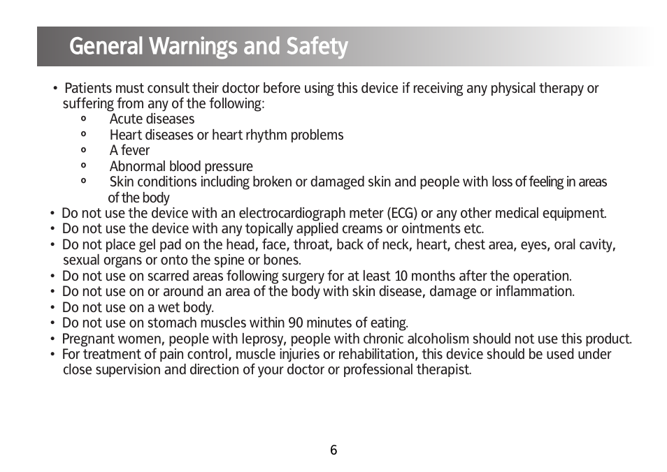 General warnings and safety | Kinetik Pain reliever PPT1 User Manual | Page 7 / 24
