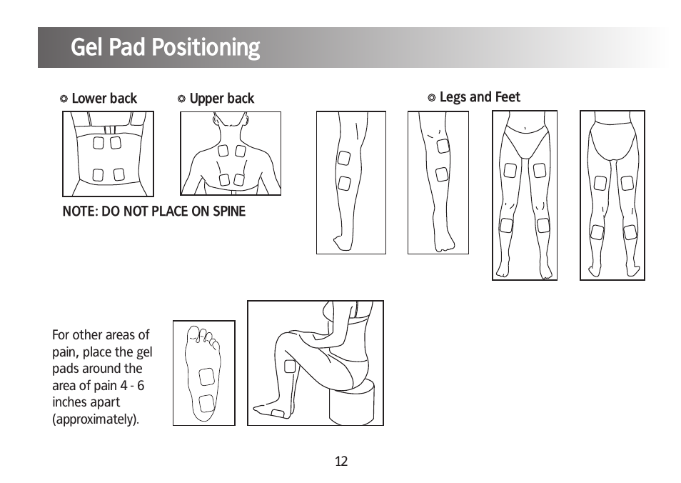 Programme selection, Gel pad positioning | Kinetik Pain reliever DT1 User Manual | Page 13 / 19